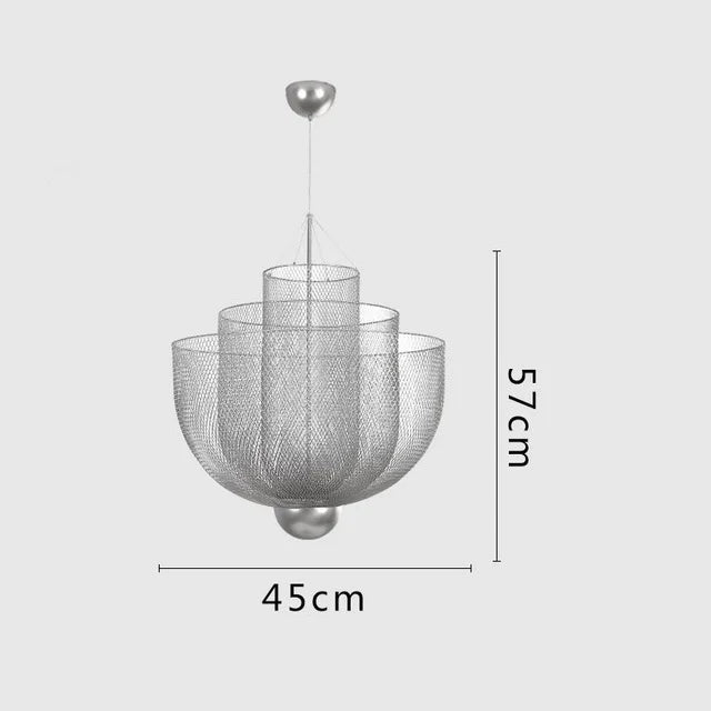 Meshmatics Chandelier: Modern Cage Design LED Dimmable Lighting Fixtures for Dining Room