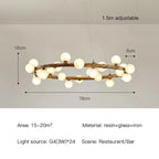 Retro Wood Twig LED Chandelier Pendant Light for Dining Room Kitchen Decoration