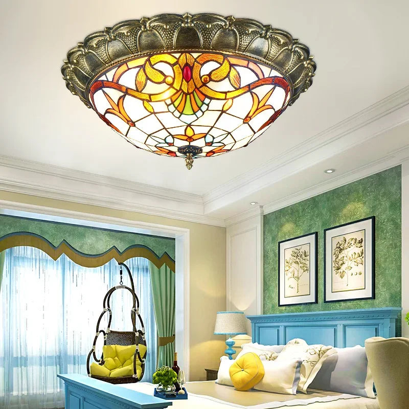 Bohemian Glass Ceiling Light: European Baroque Style for Home Decor & LED Lighting.