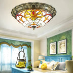 Bohemian Glass Ceiling Light: European Baroque Style for Home Decor & LED Lighting.