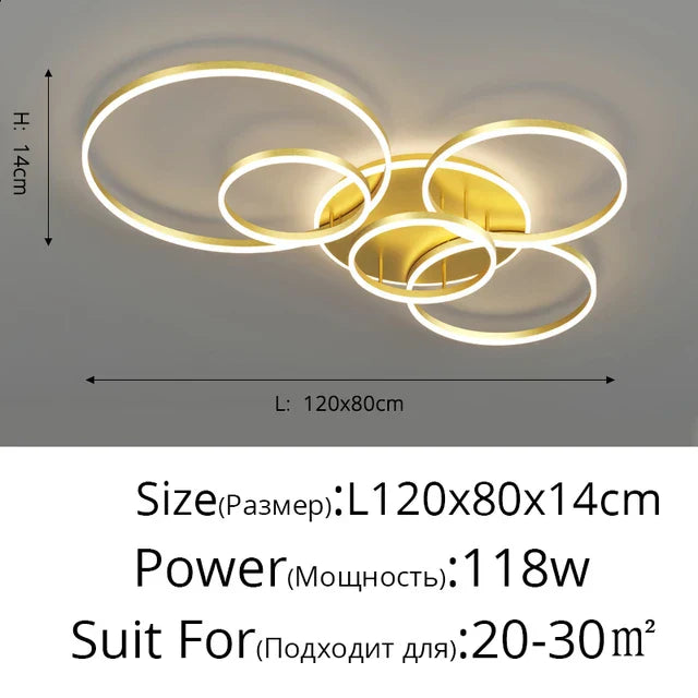 Aluminum Circle LED Chandelier Ceiling Light for Bedroom Living Room Kitchen