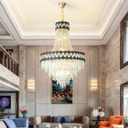 Crystal Chandelier Spiral Staircase Hall Lamp Duplex Living Room Hardware Texture