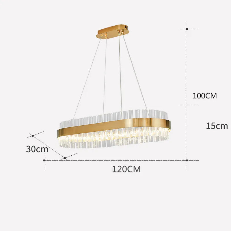 LED Crystal Pendant Light: Modern Nordic Round Chandelier with Dimmable Gold Finish