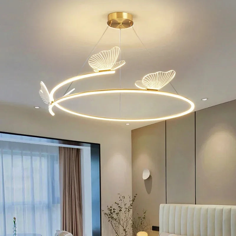 Butterfly Design Ceiling Chandelier: Modern Minimalist Pendant Lamp for Home Decor