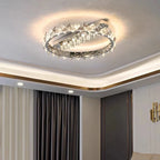 LED Crystal Ceiling Light: Stylish Dimmable Chrome Fixture for Living, Dining, Bedroom