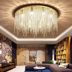 Crystal Chandelier: Luxury Gold Ceiling Light Fixture for Living Room, Bedroom - LED Square Design