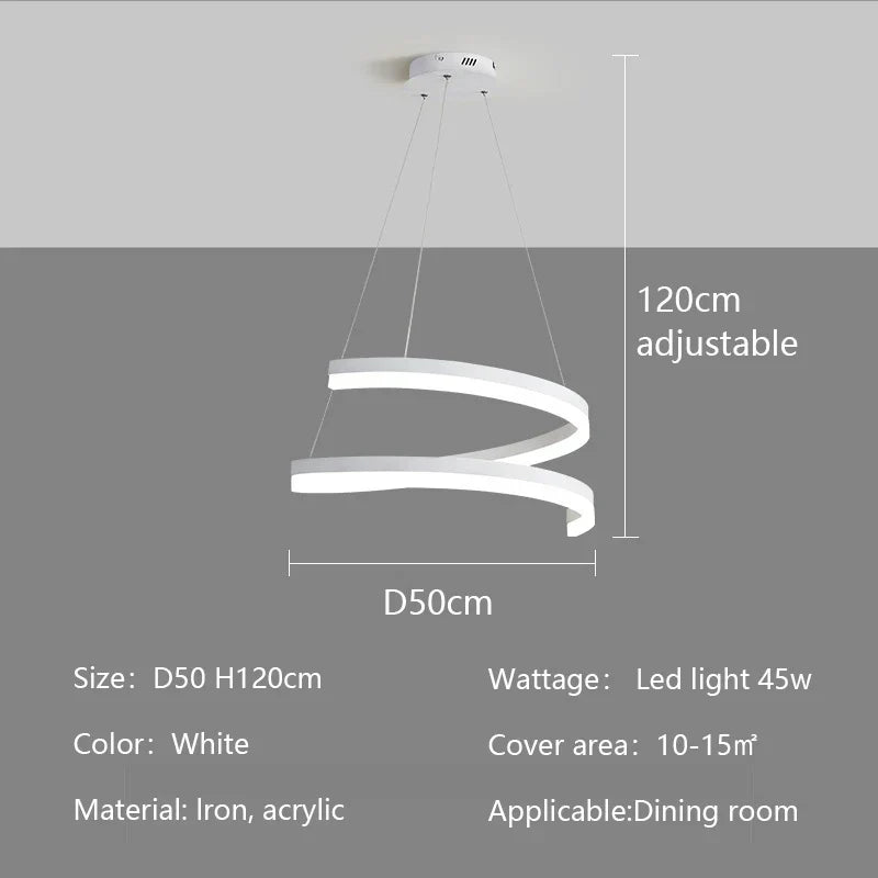 Nordic LED Pendant Lights Dimmable Chandelier Ring Lamp Fixture