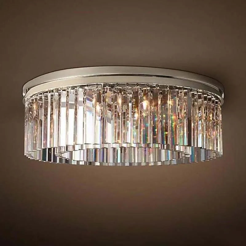 Crystal Prism Chrome Ceiling Light for Home Hotel Restaurant Decoration