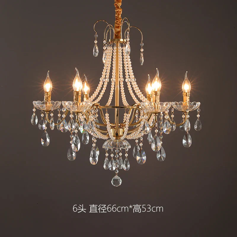 French Pearl Chandelier, Elegant Retro Design for Luxurious Living Spaces
