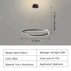 Modern Curve Ring LED Pendant Chandelier for Living Dining Bedroom