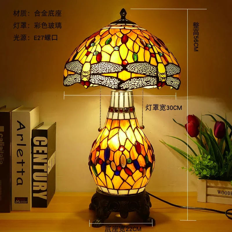 Tiffany Dragonfly Stained Glass Table Lamp by Afralia ™