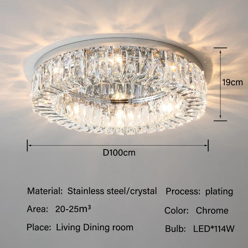 Crystal LED Ceiling Lights: Luxury Lighting Fixture for Living, Dining, Kitchen, and Bedroom