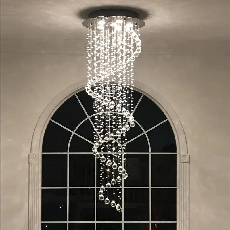Crystal Spiral Chandelier LED Light Fixture for Living Room, Staircase, Bedroomairo Hotel