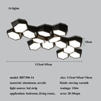 Hexagon LED Ceiling Lights, Smart Control Dimmable Chandelier for Living Room & Bedroom
