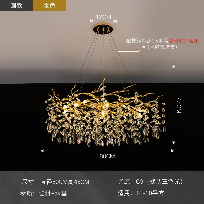 Golden Branch Led Ceiling Chandelier Modern Living Room Pendant Lights