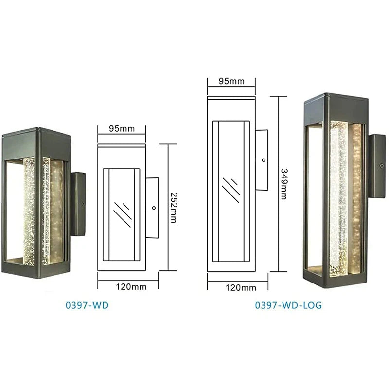 Crystal Bubble Glass Wall Lamp 11W LED Outdoor Sconce IP65 Garden Light