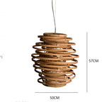 Bamboo Birdnest Pendant Light for Dining Room, Handmade Wicker Lamp for Kitchen Bar & Living Room