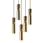 Black Gold LED Tube Glass Chandelier for Home & Shop Decoration