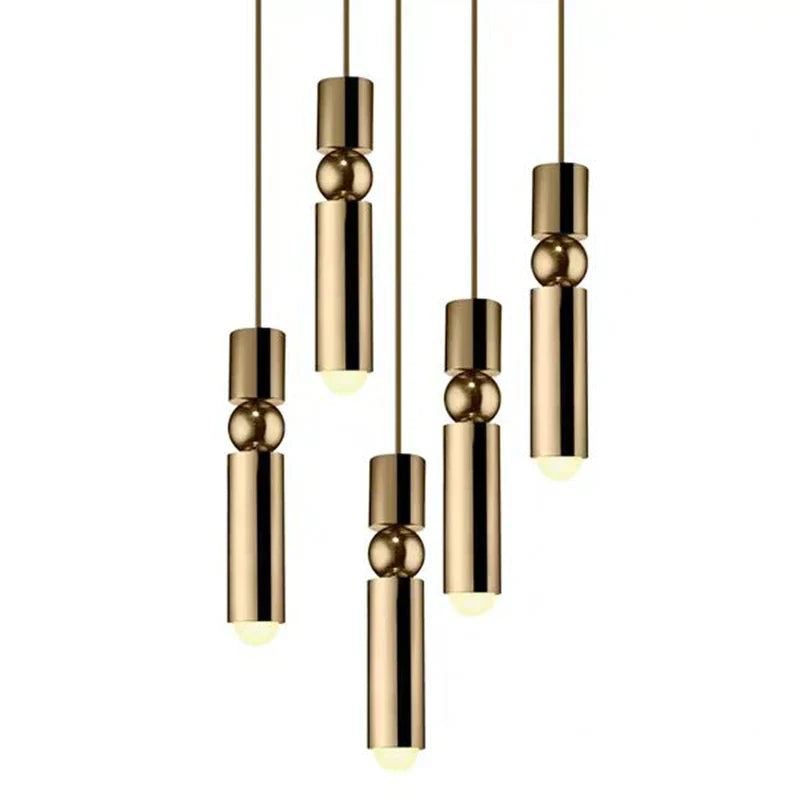 Black Gold LED Tube Glass Chandelier for Home & Shop Decoration