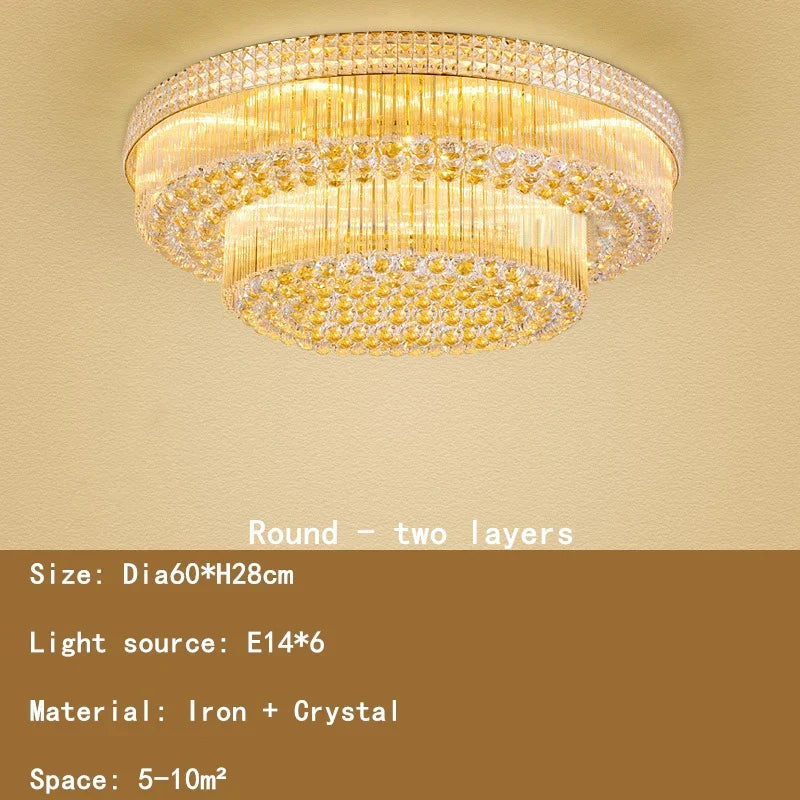 Crystal LED Chandelier Cake Ceiling Lamp for Living Room Bedroom Kitchen Hotel