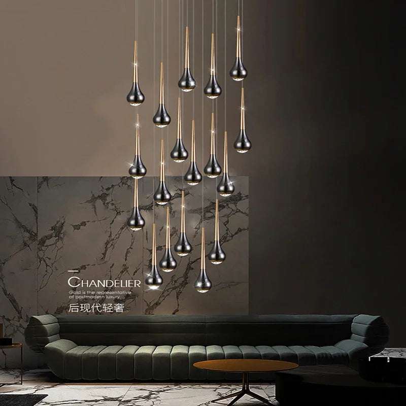 Modern LED Chandelier for Villa Living Room, Staircase Pendant Light