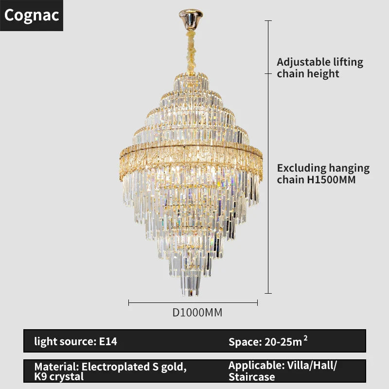 Elegant Crystal Chandelier: Modern European Lighting for Living, Dining & Bedroom