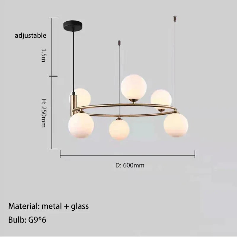Glass Chandelier G9 Hanging Light for Living Room Bedroom Decor