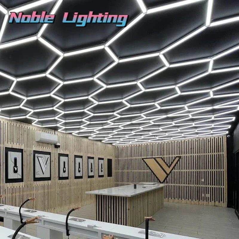 Honeycomb LED Ceiling Lights for Car Detailing and Game Room