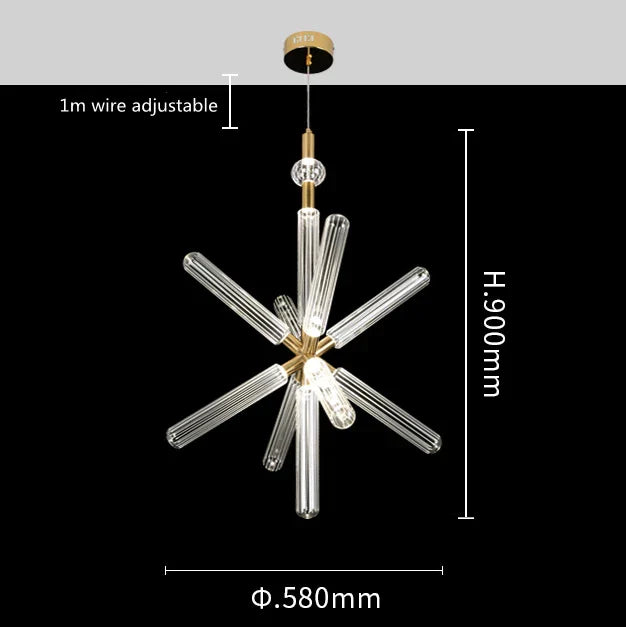 Glass Tubes LED Chandelier: Modern Luxury for Living Room, Bedroom, Hotel & Aisle