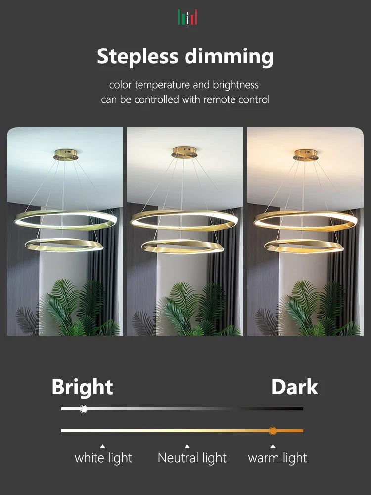 Modern Minimalist Circle Chandelier - Luxury Italian Ring Lamps