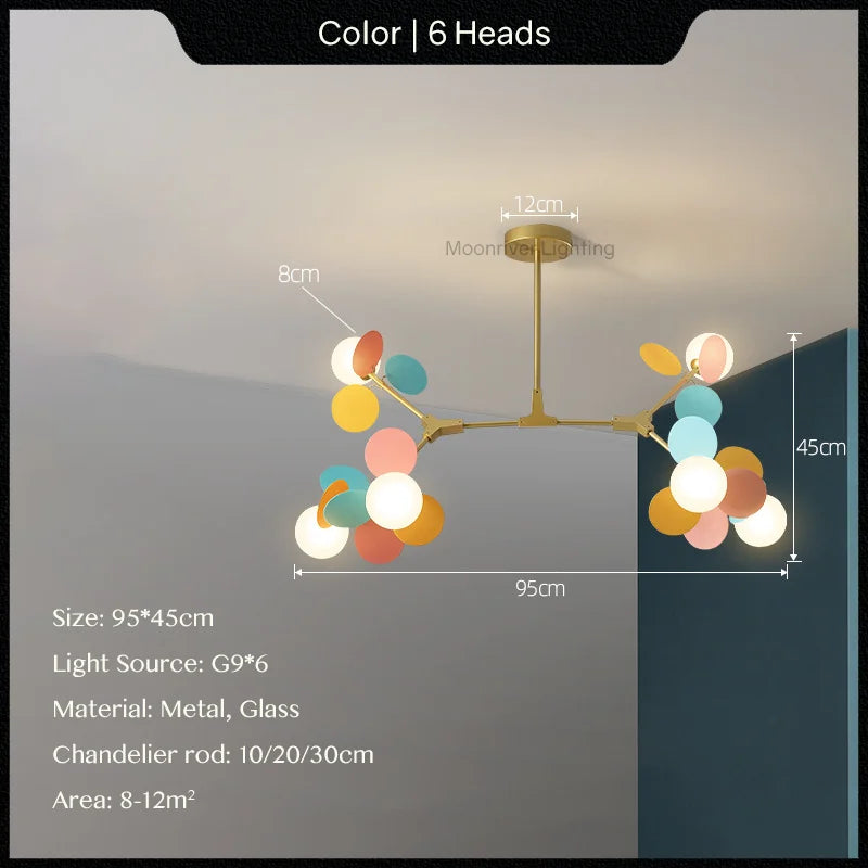 Modern Glass Ball Chandelier for Kids Room, Living Room Decor