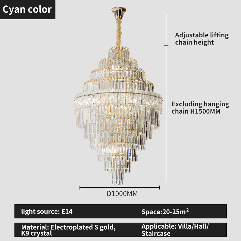 Elegant Crystal Chandelier: Modern European Lighting for Living, Dining & Bedroom