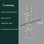 Gold Branch LED Chandelier for Duplex Villa Staircase - Modern Indoor Lighting