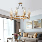 Gold Lustre Glass Chandelier: Modern Luxury Pendant for Living, Dining, Bedroom