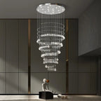 Crystal Chandelier for High Ceilings Living Room - Modern Luxury Spiral Stair Pendant Lamp