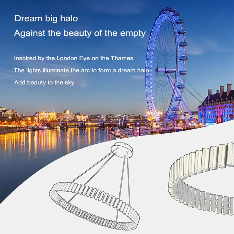 Modern Circle Chandelier: Bright 360° Lighting for Living Room, Kitchen & Bedroom