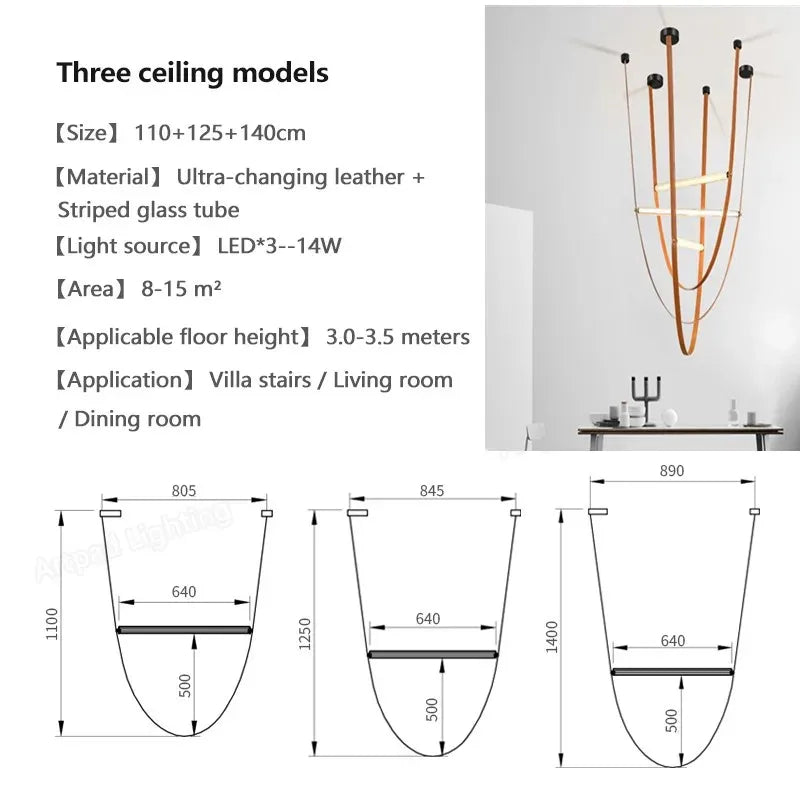 Glass Tube Pendant Lamp: Modern LED Lighting for Living Room, Duplex Villa Staircase