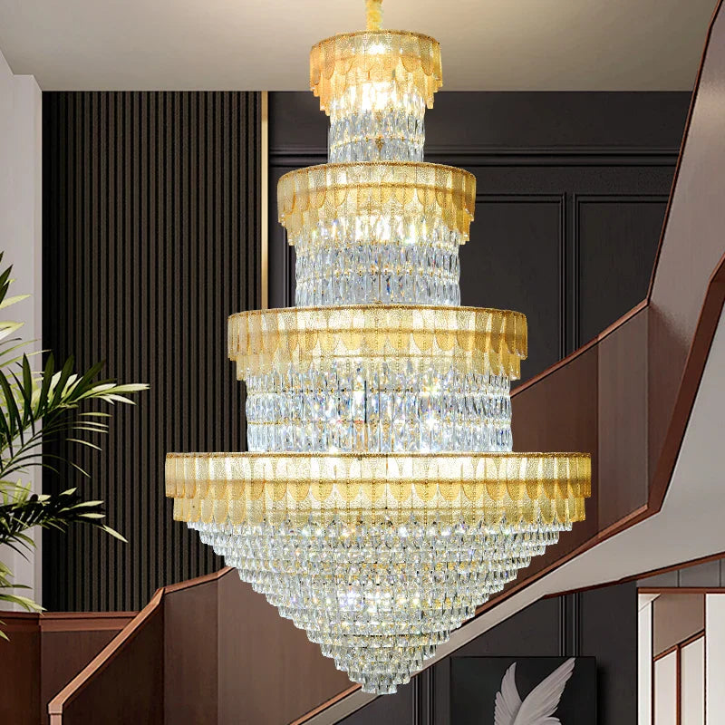 European-Style Duplex Villa Loft Crystal Chandelier - High-End Luxury Lighting Solution