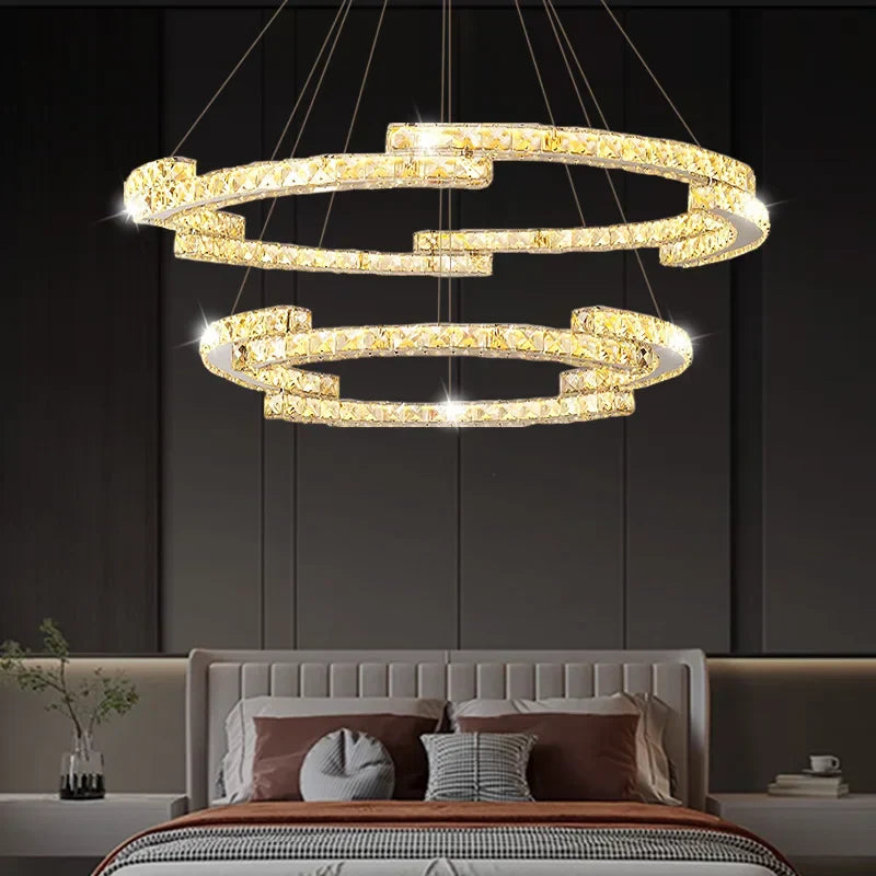 Circular Crystal Pendant Light Chandelier for Living Room