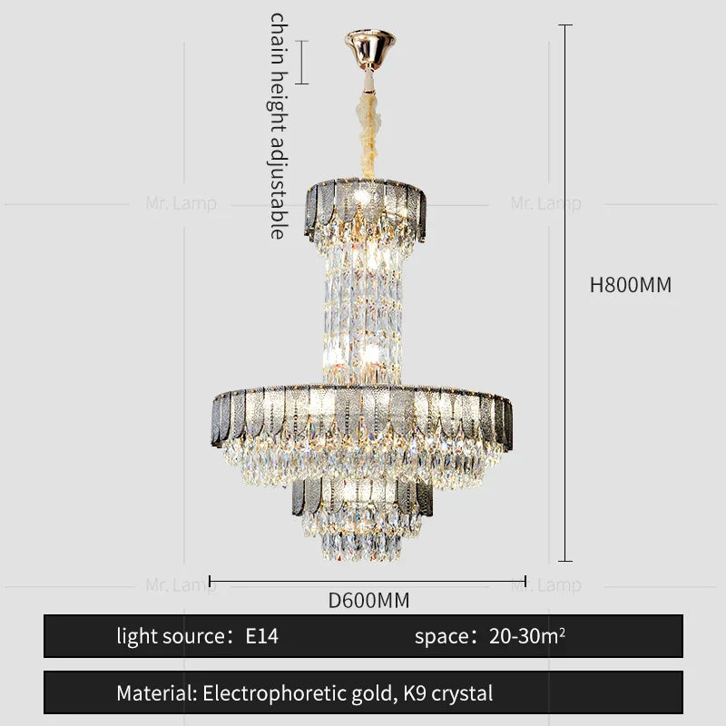 Crystal Chandelier: Postmodern Multi-layer Luxury for Villa, Hotel Lobby, and Living Room