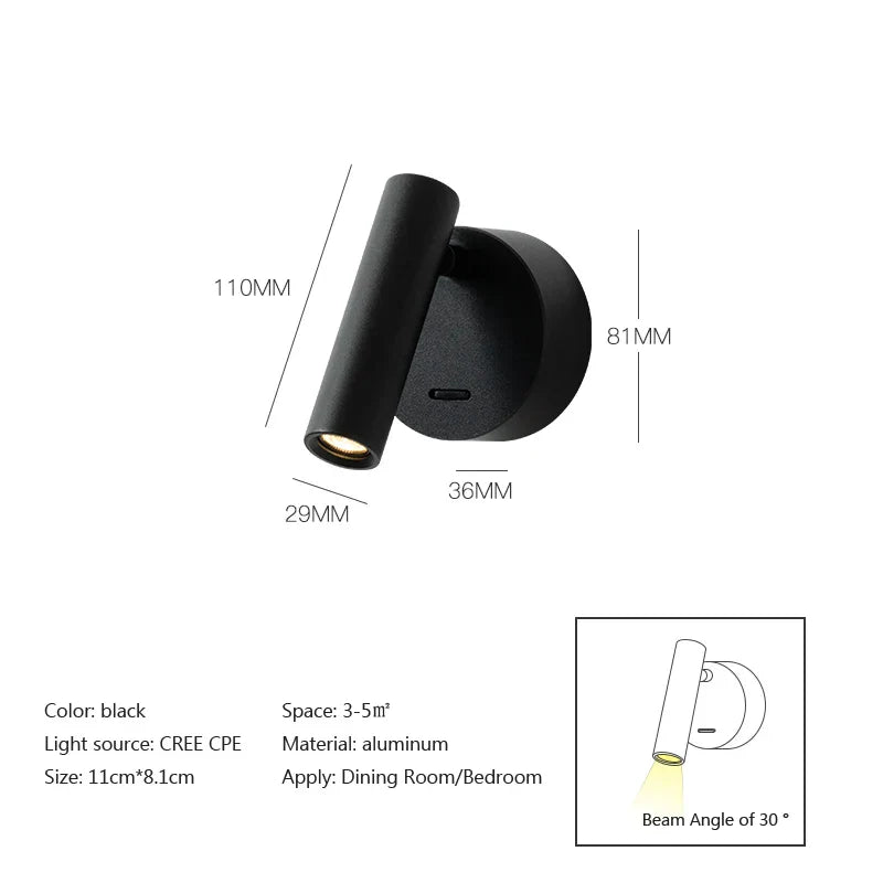 Minimalist LED Wall Lamp: Adjustable Rotation and Folding for Bedroom, Living Room Decoration