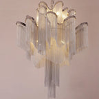 Luxury Tassel Chandelier: Elegant Aluminum Chain LED Lighting for Living Room Loft Villa