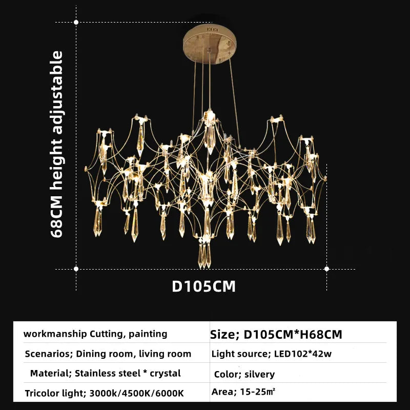 Crystal Chandelier Ceiling Pendant Light for Living Dining Bedroom Home Lighting