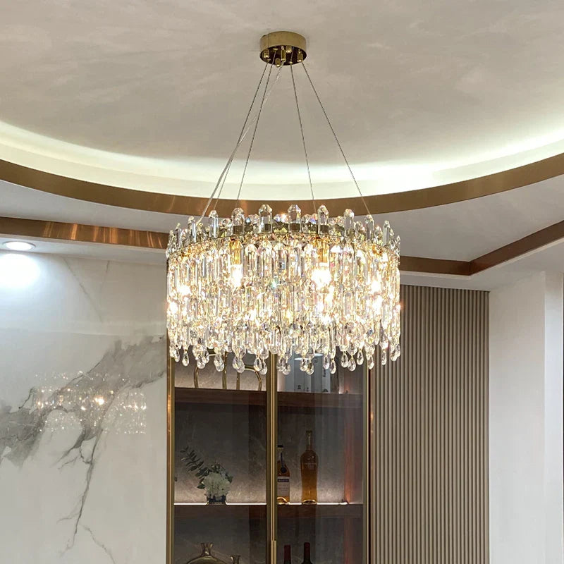 Crystal Pendant Chandelier: Luxury LED Decor for Living Room & Kitchen