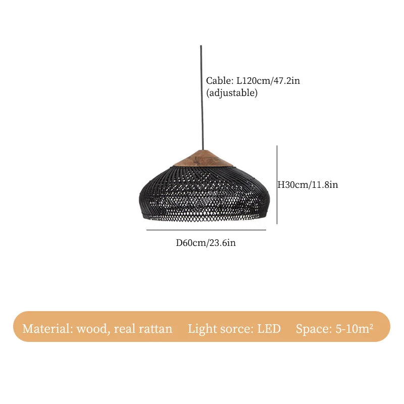 Rattan LED Ceiling Chandelier for Kitchen Island, Shop & Home Decor