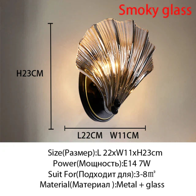 Nordic Shell LED Glass Wall Lamp for Bedroom, Living Room, Aisle - Elegant Lighting