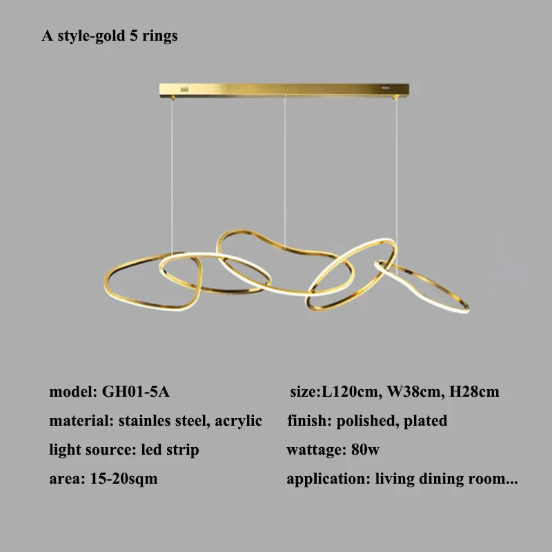 Chrome Stainless Steel LED Pendant Light - Modern Minimalist Dining Room Island Lamp