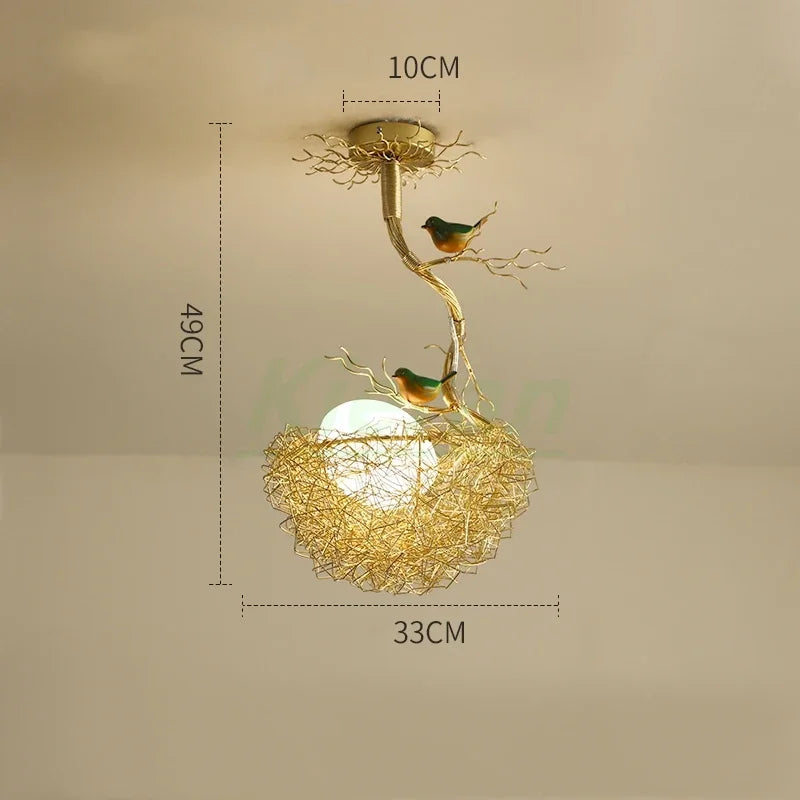 Bird's Nest Glass LED Ceiling Lamp for Modern Nordic Living Room Decor