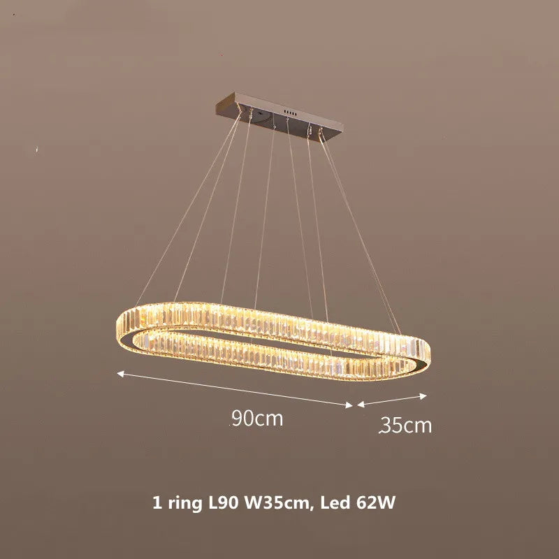 Luxury Oval Crystal Chandelier Pendant Light Suspend Lamp