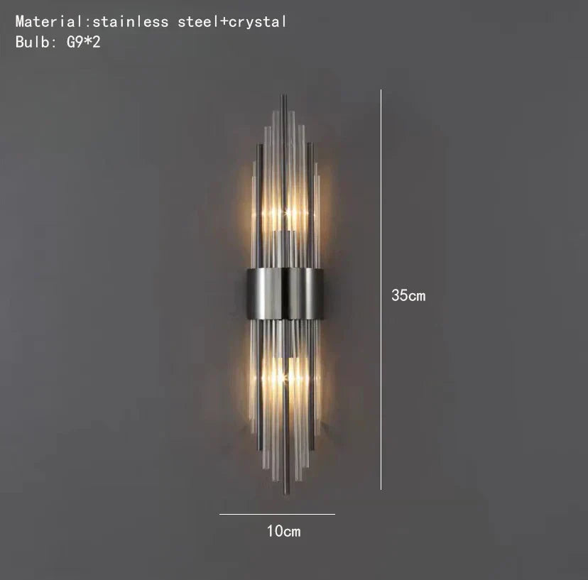 Crystal LED Wall Lamp Stainless Steel Sconces for Bedroom Dining Room